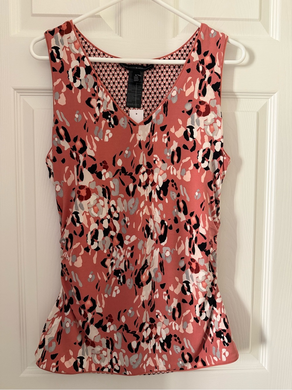 White House Black Market Pink and Black Geometric Reversible Top size M